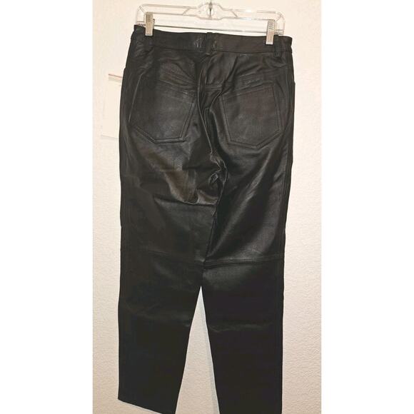 NWT Vintage Lew Magram 5 Pocket Leather Pants Black Lined Straight Leg Size 6 - Picture 4 of 10